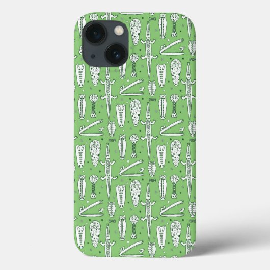 Sketch-Krokodile-Muster Case-Mate iPhone Hülle (Rückseite)