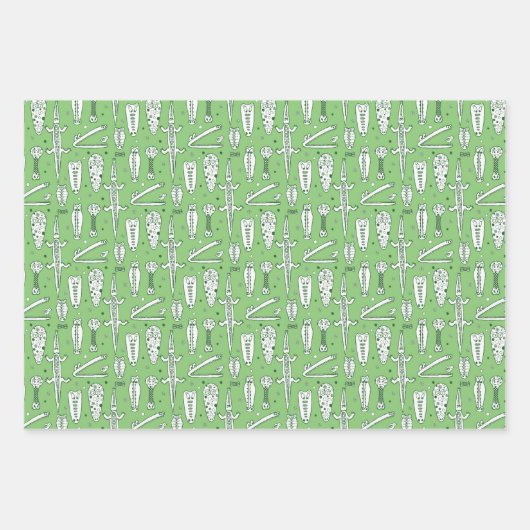 Sketch-Krokodile-Muster Geschenkpapier Set (Vorderseite 2)