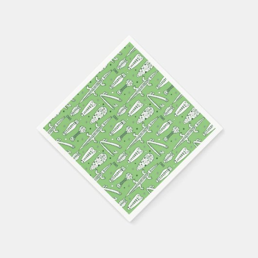 Sketch-Krokodile-Muster Serviette (Ecke)