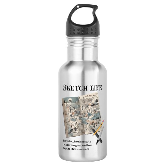 Sketch Life Edelstahlflasche (Vorderseite)