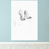 Sketch mit hoher Ferse - Premium Leinwanddruck (Insitu (Holzboden))