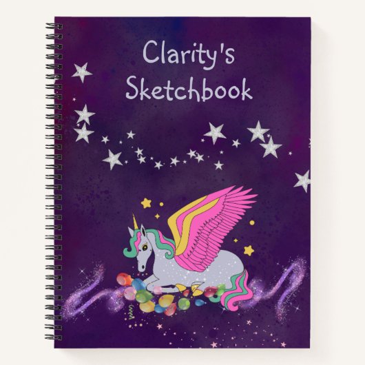 Sketch-Notebook mit magischer Einhornabdeckung Notizblock (Vorderseite)