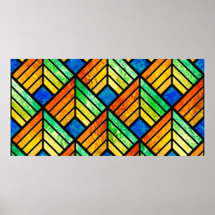 Sketch of a stained glass window. Seamless pattern Poster