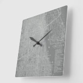 Sketch of Chicago City Map Quadratische Wanduhr (Winkel)