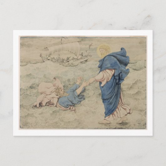 Sketch of Christ Walking on Water Postkarte (Vorderseite)