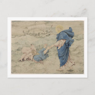 Sketch of Christ Walking on Water Postkarte