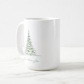 Sketch Pine Christmas Tree Minimaler Skriptname Kaffeetasse (Vorderseite Links)