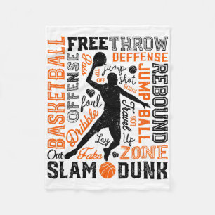 Sketch Player Slam Dunk Typografie Word Art Vintag Fleecedecke