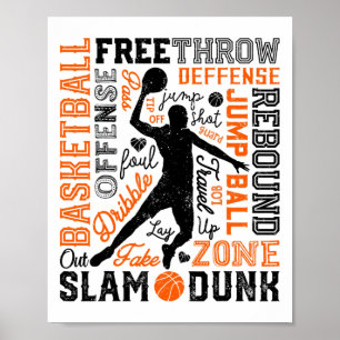 Sketch Player Slam Dunk Typografie Word Art Vintag Poster