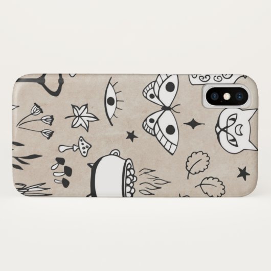 Sketch-Schmetterling-Katzenflasche Blätter Sternen Case-Mate iPhone Hülle (Rückseite (Horizontal))