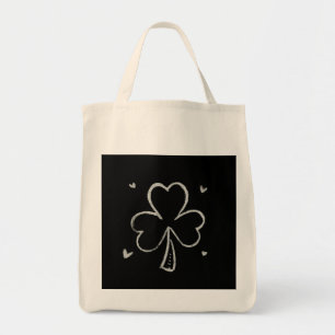 Sketch Shamrock – Handgezeichnetes Irisches Kleebl Tragetasche