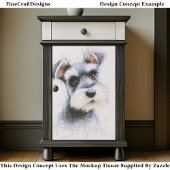  Sketch Style Cute Schnauzer Dog EW4R Decoupage Seidenpapier