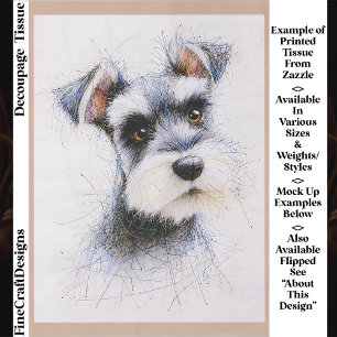 Sketch Style Süßer Schnauzer Hund EW4R Decoupage Seidenpapier