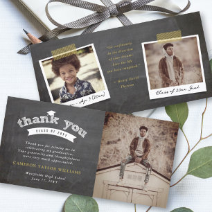 Sketch-Typografie-Graduierungskappen-Foto Dankeskarte