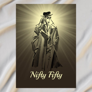 Sketch Vintag Men Gray Black Funny Nifty 50 Einladung