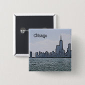 Sketch von Gorgeous Chicago Skyline Button (Vorne & Hinten)