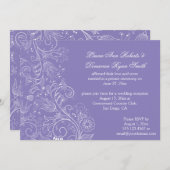 Sketch White Wirbel Blume Lavender Wedding Einladung (Vorne/Hinten)