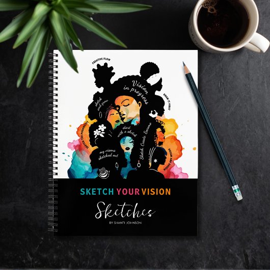 Sketch Your Vision SketchBook Afro Art Creative  Notizblock