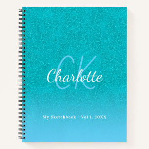Sketchbook aquamariner blauer Glitzer Aqua Green M Notizblock