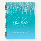 Sketchbook aquamariner blauer Glitzer Aqua Green M Notizblock (Vorderseite)