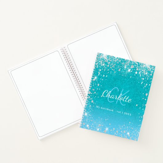 Sketchbook aquamariner blauer Glitzer Aqua Green N Notizblock (Innenseite)
