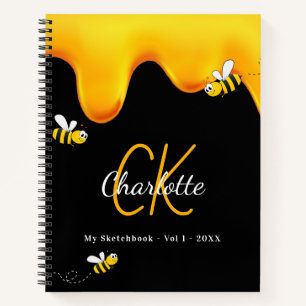 Sketchbook bienen schwarzen Honig Tropfen Monogram Notizblock