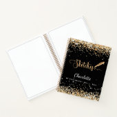 Sketchbook Black Gold Glitzer Namenskript Notizblock (Innenseite)