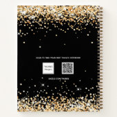 Sketchbook Black Gold Glitzer Namenskript Notizblock (Rückseite)