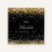 Sketchbook black gold name script notizblock (Vorderseite)
