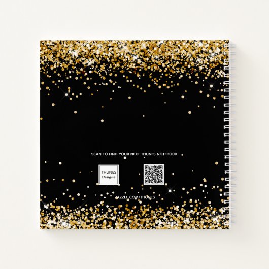 Sketchbook black gold name script notizblock (Rückseite)