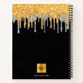 Sketchbook Black gold silber Glitzer Tropfen Name Notizblock (Rückseite)