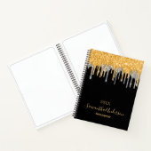 Sketchbook Black gold silber Glitzer Tropfen Name Notizblock (Innenseite)