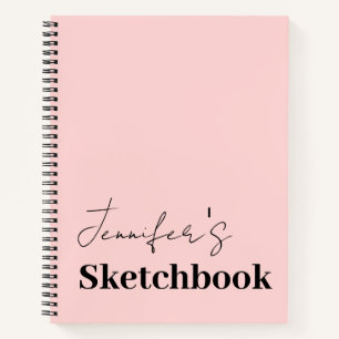 Sketchbook Blindpink Schwarz Personalisiert Notizblock