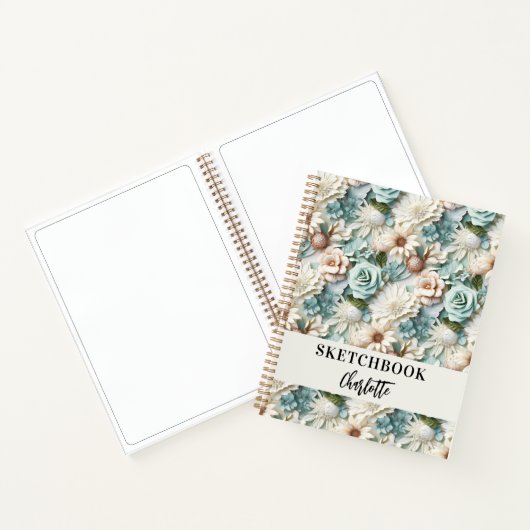 Sketchbook-Blume haben ein Skript mit grünen Creme Notizblock (Innenseite)