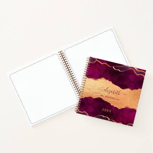 Sketchbook Bordeaux-lila-Agarve-Marmor Notizblock (Innenseite)