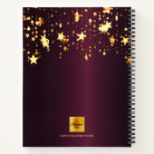 Sketchbook bordeauxrot goldene Sterne Monogrammnam Notizblock (Rückseite)