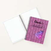 Sketchbook butterfly on pink stripes add name notizblock (Innenseite)