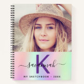 Sketchbook Custom Foto holografisches Rosa Notizblock (Vorderseite)