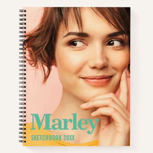 Sketchbook Custom Foto Niedlich Monogram Name Notizblock (Vorderseite)