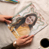 Sketchbook Custom Foto Retro Wavy Rainbow Border Notizblock