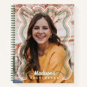Sketchbook Custom Foto Retro Wavy Rainbow Border Notizblock (Vorderseite)