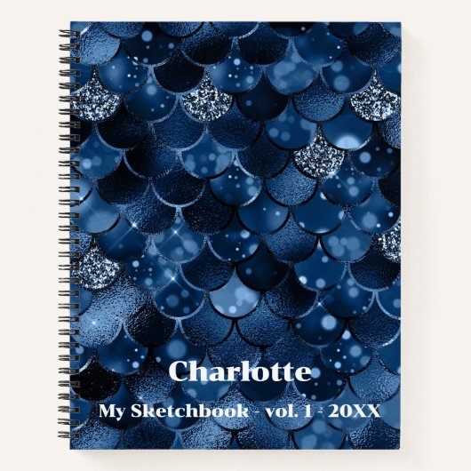 Sketchbook dunkelblaue Meerjungwaage Notizblock (Vorderseite)