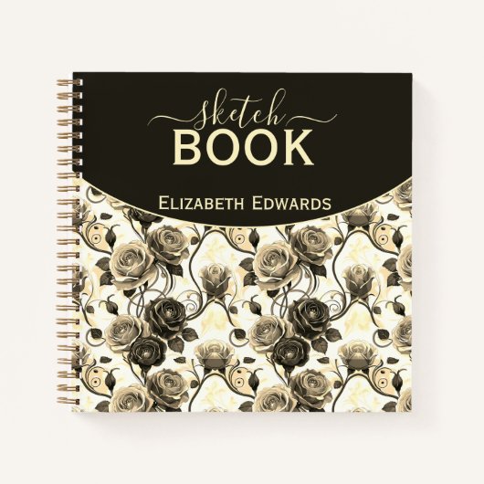 Sketchbook Elegancia Nocturna Carbón y Beige Notizblock (Vorderseite)