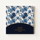 Sketchbook Elegante Rosas Azules y Oro Personaliza Notizblock (Rückseite)