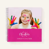 Sketchbook Foto Hot Pink Monogramm Girl Notizblock (Vorderseite)