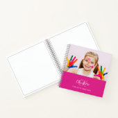 Sketchbook Foto Hot Pink Monogramm Girl Notizblock (Innenseite)