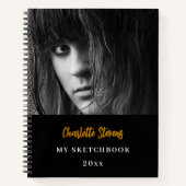 Sketchbook Foto Schwarz-weißes Gold Notizblock (Vorderseite)