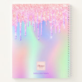 Sketchbook Glitzer Tropfen holografische Einhornro Notizblock (Rückseite)