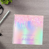 Sketchbook Glitzer Tropfen holografische Einhornro Notizblock