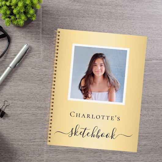 Sketchbook gold Foto Girls Typografie Notizblock